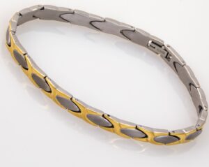 Titanium X and Oval Two Tone Bracelet and Anklet