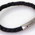 Black color Leather Original 6mm Braid band