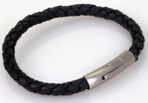 Black color Leather Original 6mm Braid band