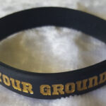 Silicone Wave Blue band with gold color logo